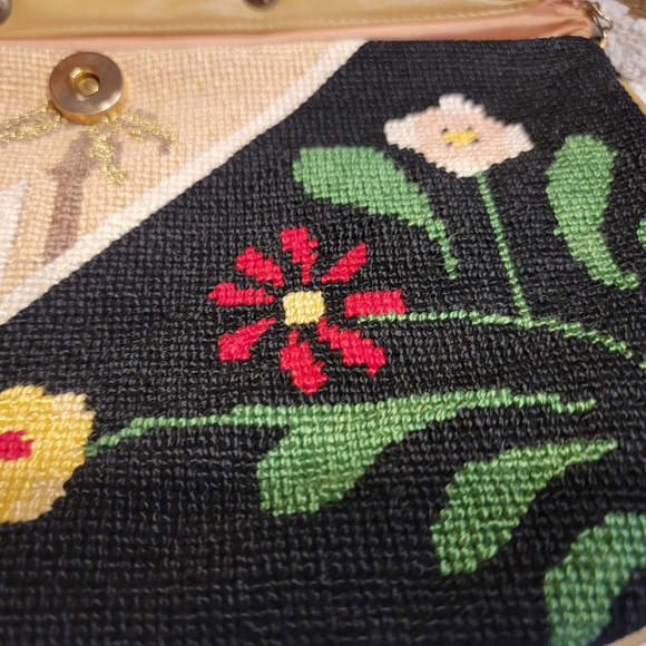 VTG Patricia Smith 1980 Needlepoint Moon Bag With Handpainted Lacquered Flap - Picture 13 of 15